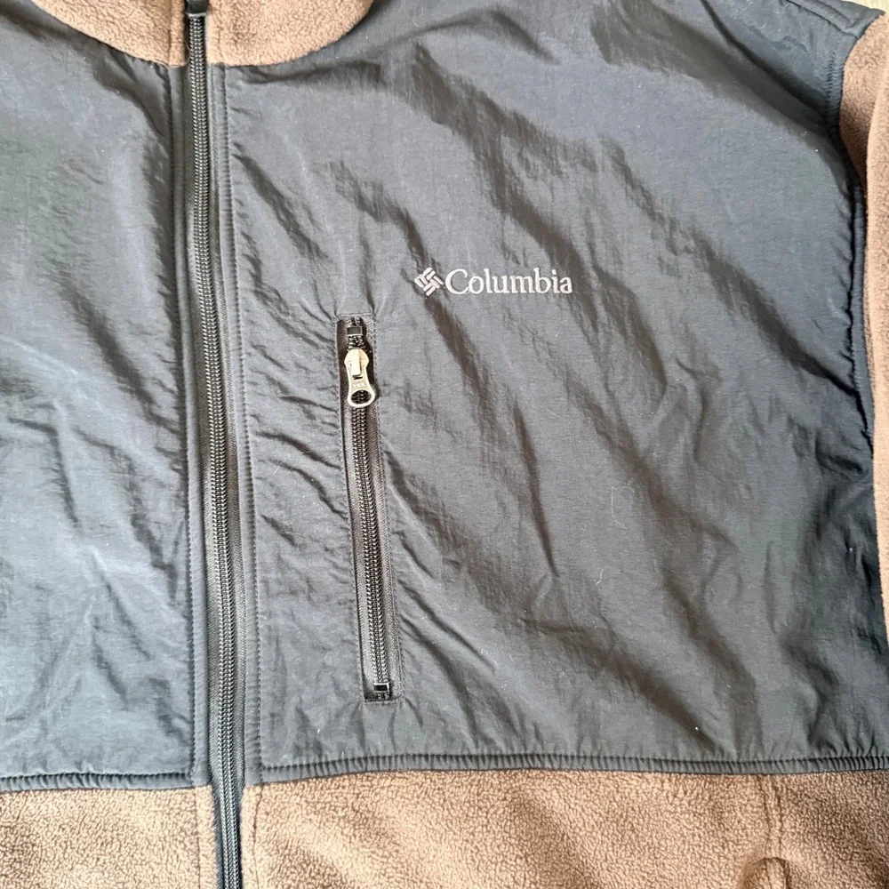 Columbia Full Zip Fleece‎ Jacket Men's XXL Brown Black Outdoor